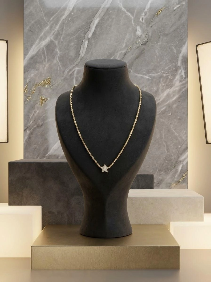Gold Renk Yıldız Çelik Kolye