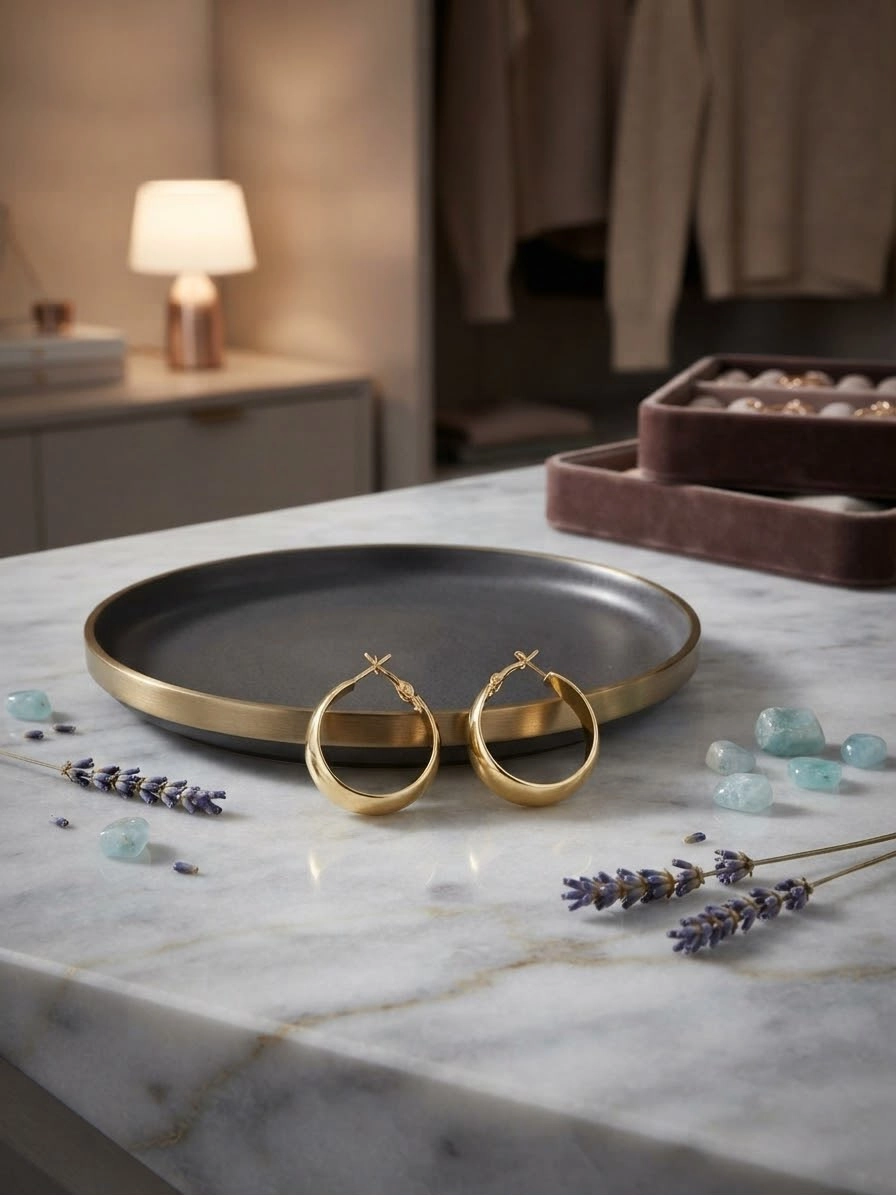 Minimalist Tasarım Gold Renk Halka Küpe