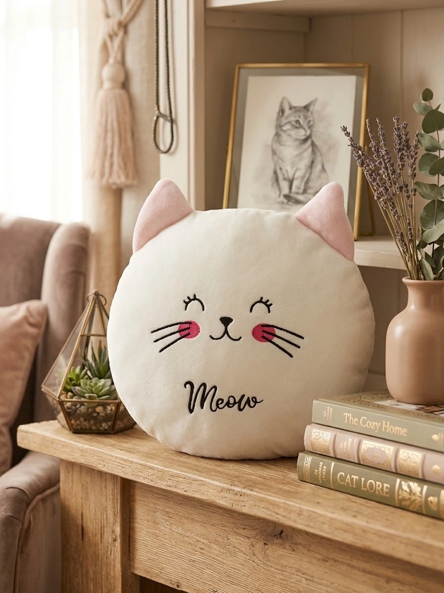 Sevimli Kedi Figürlü Yumuşak Peluş Kırlent & Yastık