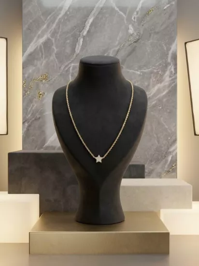 Gold Renk Yıldız Çelik Kolye