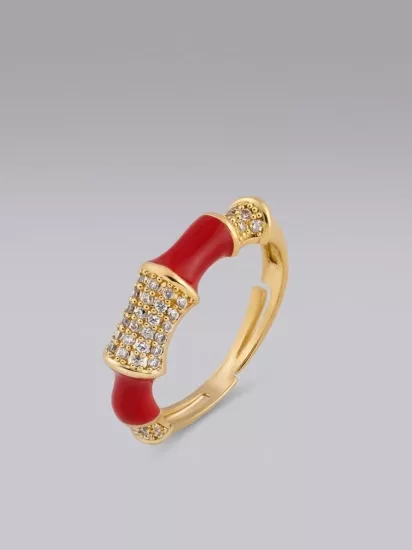Mineli Ve Zirkon Taşlı Gold Vip Yüzük