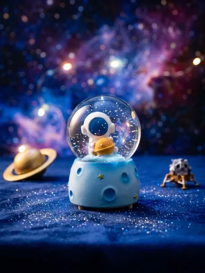 Uzay Temalı Astronot Cam Kar Küresi