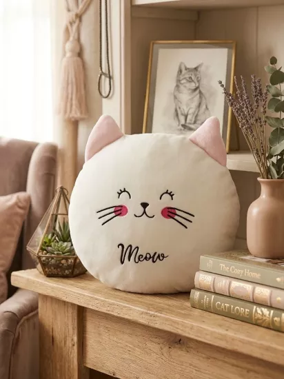 Sevimli Kedi Figürlü Yumuşak Peluş Kırlent & Yastık
