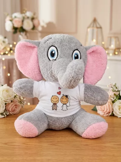 Gelin Damat Tasarımlı Peluş Fil 24 cm